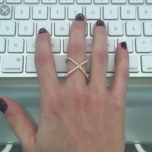 Bauble Bar Silver Crystal Mason Ring